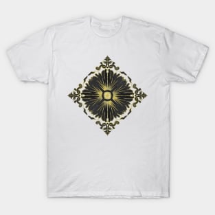 Azulejo - Portuguese Tile Black and Gold T-Shirt